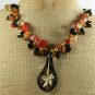 FLOWER LAMPWORK & AGATE & CITRINE & PEARL NECKLACE