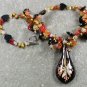 FLOWER LAMPWORK & AGATE & CITRINE & PEARL NECKLACE