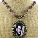 COPPER AUDREY HEPBURN PORTRAIT & JASPER CRYSTALNECKLACE