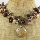 PICTURE JASPER & AGATE & FRESH WATER PEARLS NECKLACE