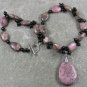 ARTISTIC JASPER RHODONITE BLACK AGATE NECKLACE