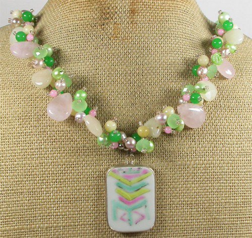 MING DYNASTY POTTERY SHARD JADE QUARTZ PEARL NECKLACE