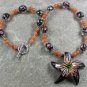 MURANO GLASS & HONEY JADE & FLOWER LAMPWORK NECKLACE