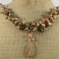 PICTURE JASPER YELLOW SMOKY CRYSTAL PEARLS NECKLACE