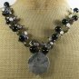PICASSO JASPER & BLACK AGATE & QUARTZ CRYSTAL NECKLACE