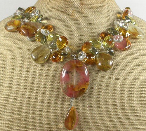TIGER QUARTZ & MULTI CRYSTAL NECKLACE
