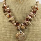 PICTURE JASPER YELLOW CRYSTAL FW PEARLS NECKLACE