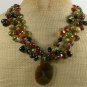 BROWN BLACK AGATE CRYSTAL CAT EYE NECKLACE
