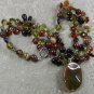 BROWN BLACK AGATE CRYSTAL CAT EYE NECKLACE