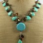TURQUOISE TIGER EYE CAT EYE CORAL PEARLS NECKLACE