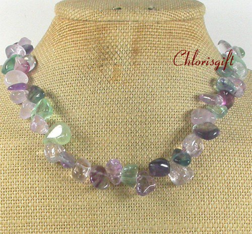 NATURAL RAINBOW FLUORITE NECKLACE