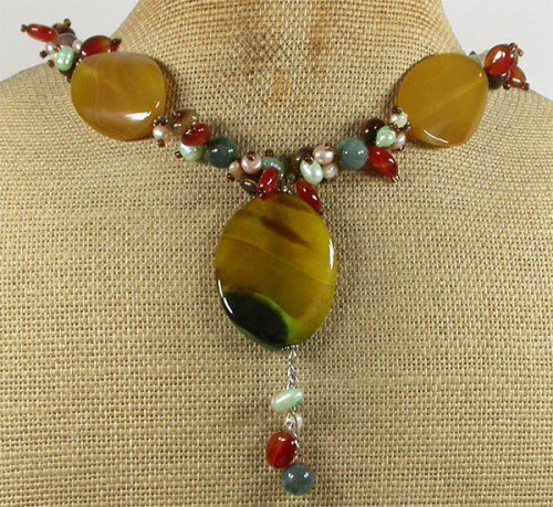 20 YELLOW AGATE RED CARNELIAN TIGER EYE NECKLACE