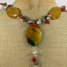 20 YELLOW AGATE RED CARNELIAN TIGER EYE NECKLACE
