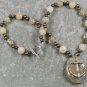 CITRINE QUARTZ & ANCHOR CHARM & YELLOW JADE NECKLACE