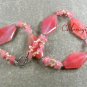 PINK FIRE AGATE CHERRY QUARTZ FW PEARL NECKLACE