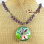 LOTUS BUTTERFLY CLOISONNE PURPLE JADE NECKLACE