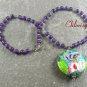 LOTUS BUTTERFLY CLOISONNE PURPLE JADE NECKLACE