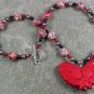 RED CINNABAR BUTTERFLY & AFRICAN TURQUOISE NECKLACE