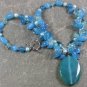 BLUE AGATE & JADE & CAT EYE & CRYSTAL PEARLS NECKLACE