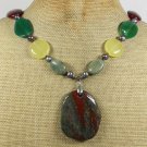 CHUNKY FANCY JASPER JADE AGATE RHYOLITE NECKLACE