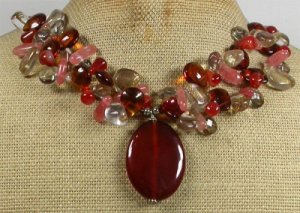 RED CARNELIAN CRYSTAL QUARTZ NECKLACE