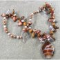 BROWN AGATE TIGER EYE CAT EYE PEARLS NECKLACE