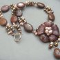 PICTURE JASPER FLOWER & IMPERIAL JASPER PEARLS NECKLACE