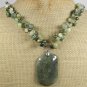GREEN RUTILATED JASPER SERPENTINE JADE QUARTZ NECKLACE