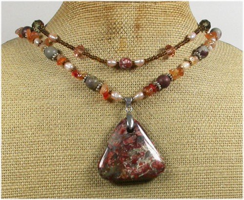 BACCIATED JASPER ARTISTIC JASPER AGATE 2ROW NECKLACE