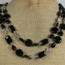 NATURAL BLACK AGATE 2ROW NECKLACE