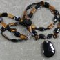 BLACK AGATE & TIGER EYE 2ROW NECKLACE