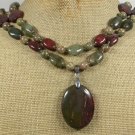 BACCIATED JASPER AUTUMN JASPER LABORADITE 2ROW NECKLACE