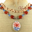 MING DYNASTY POTTERY SHARD AGATE 2ROW NECKLACE