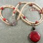 RED JASPER & FRESH WATER PEARLS 2ROW NECKLACE