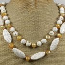 WHITE TURQUOISE & FRESH WATER PEARLS 2ROW NECKLACE