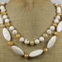 WHITE TURQUOISE & FRESH WATER PEARLS 2ROW NECKLACE