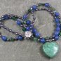 TURQUOISE BLUE GREEN AGATE FW PEARLS 2ROW NECKLACE