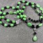 GREEN TURQUOISE & BLACK AGATE 2ROW NECKLACE