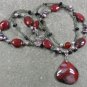 RED AGATE & GARNET & CRYSTAL & PEARLS 2ROW NECKLACE