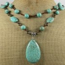 TURQUOISE & FRESH WATER PEARLS 2ROW NECKLACE