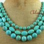 BLUE TURQUOISE 3ROW NECKLACE