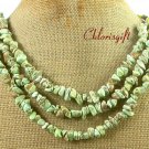 GREEN TURQUOISE BUTTER JADE PICTURE JASPE 3ROW NECKLACE