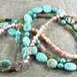 TURQUOISE FANCY JASPER FW PEARL 3ROW NECKLACE