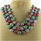 MULTI AFRICAN TURQUOISE 3ROW NECKLACE