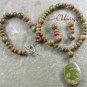 NATURAL UNAKITE NECKLACE/EARRINGS SET