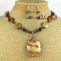 PICTURE JASPER BROWN JASPER NECKLACE/EARRINGS SET