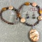 PICTURE JASPER BROWN JASPER NECKLACE/EARRINGS SET