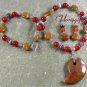 ROWN RED AGATE CAT EYE NECKLACE/EARRINGS SET