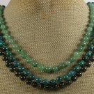 AFRICAN TURQUOISE GREEN JADE LABORADITE 3ROW NECKLACE