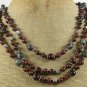 MAHOGANY OBSIDIAN & BLACK LABORADITE 3ROW NECKLACE